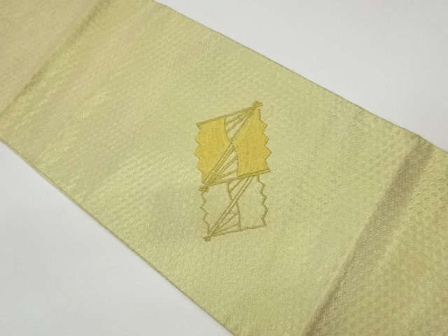JAPANESE KIMONO / VINTAGE FUKURO OBI / SAGANISHIKI / EMBROIDERY / FAN PATTERN